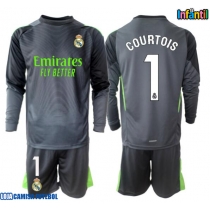 Camisa de Futebol Real Madrid Thibaut Courtois #1 Goleiro Equipamento Alternativo Infantil 2025-26 Manga Comprida (+ Calças curtas)